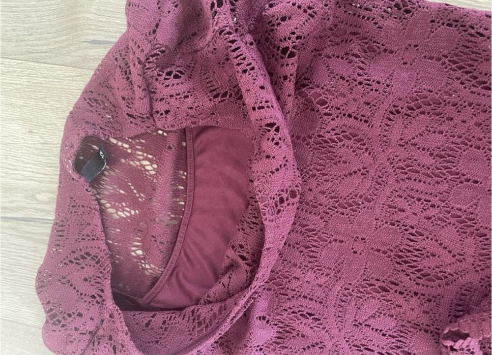 Мереживна сукня бургунді, марсала, H&M, вʼязана