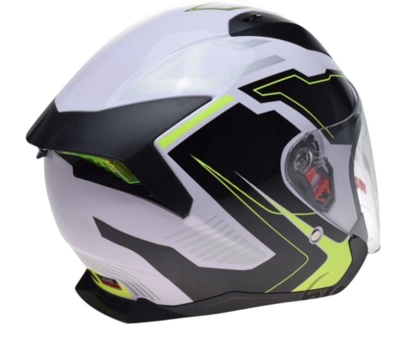 Nowy kask otwarty biało żółty awina