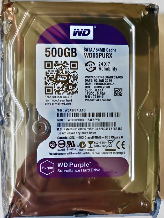 Жорсткий диск WD Purple 500Gb, 1TB, 2TB, 3TB, 4TB, 8TB