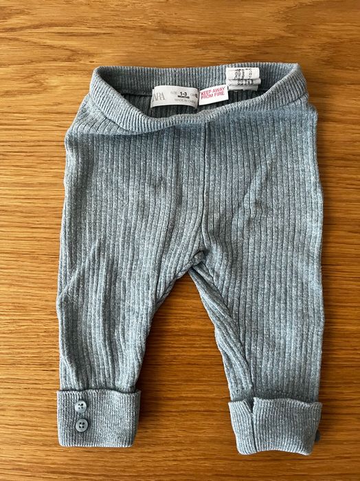 Spodenki legginsy prążkowane Zara 62 niebieskie dzianinowe