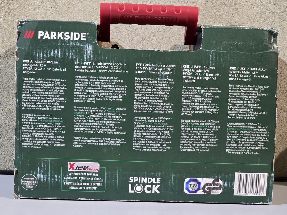 Mini retificadora angular 12v parkside