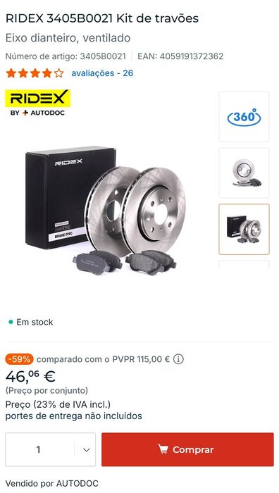 Kit Travões Eixo Dianteiro Ventilado