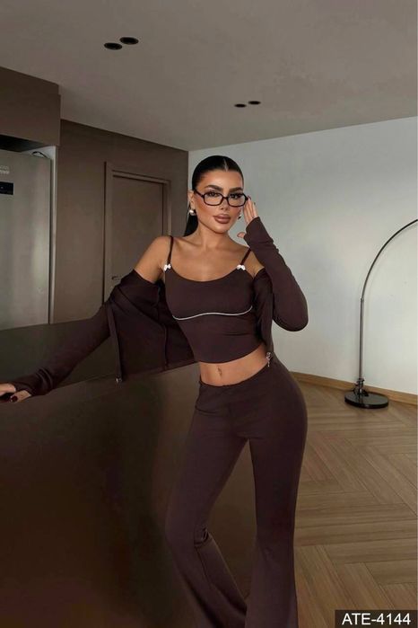 Костюм трійка/ костюм жіночий/ кофта+ топ+ палаццо