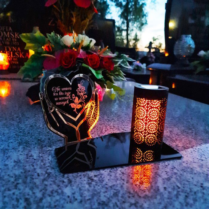 Solarny znicz LED STATUETKA NA CMENTARZ GRÓB DUŻA wieczna lampka