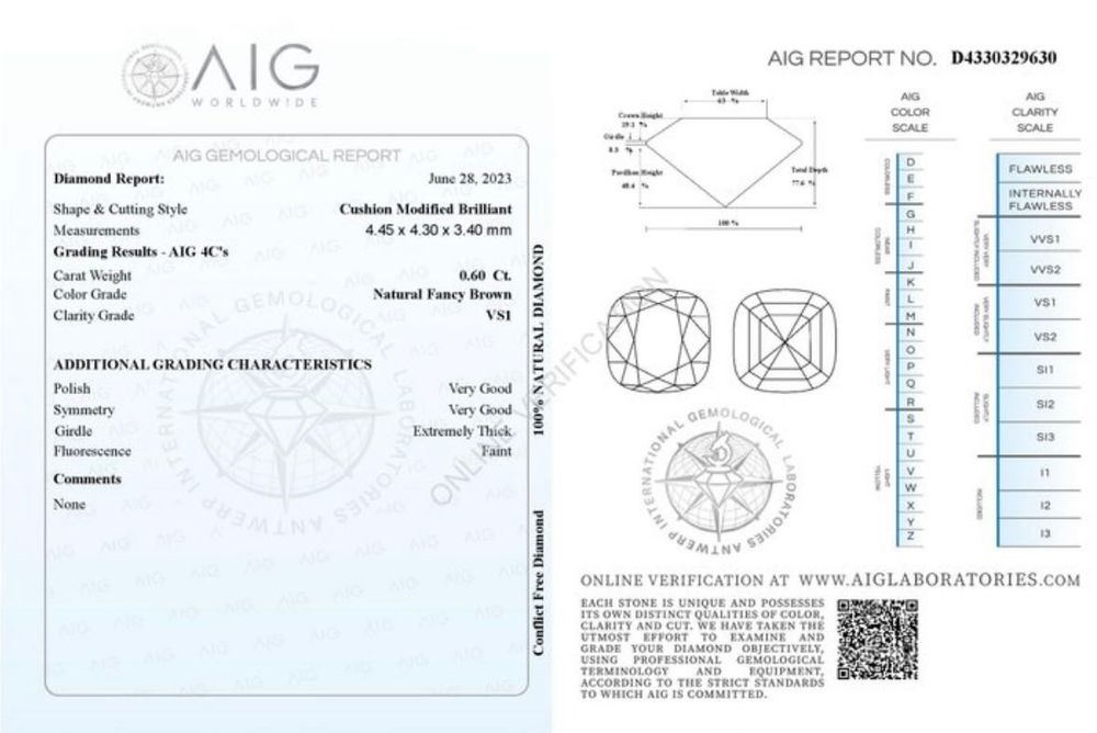 Diamante - Almofada - 0,60 ct