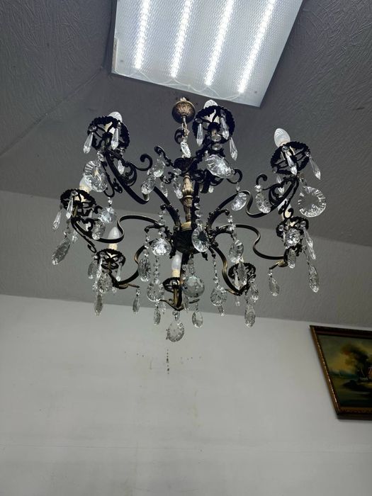 Люстра бронзова кришталь підвісний світильник  хрусталь  7600