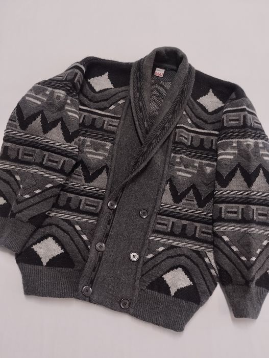 Tricot męski sweter kardigan gruby czarno/szary XL