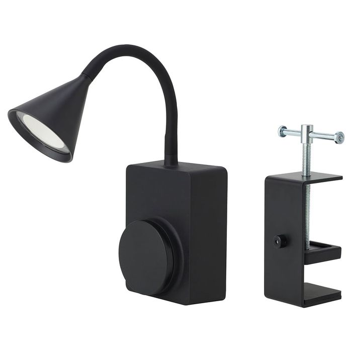 TÅGVIRKE Reflektor LED i zacisk, zasilane na baterie na zewnątrz/wewnątrz czarny + baterie NOWE