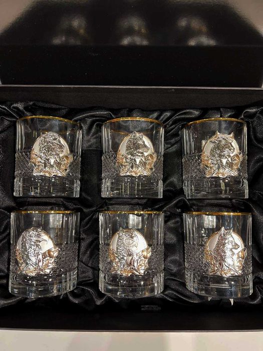 Vip хрустальные стаканы для виски. Серебро, золото. Подарок мужчине