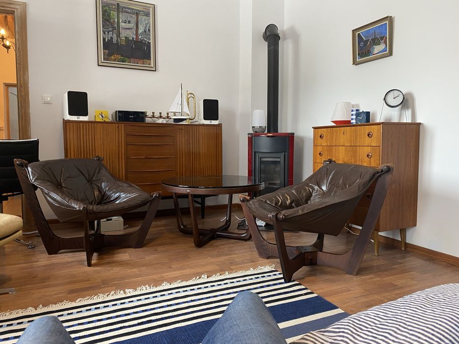 Fotel skórzany Luna Odd Knutsen, design , skandynawski, mid century