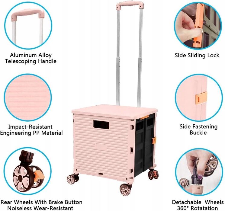 Składany wózek na zakupy na kółkach do 45kg