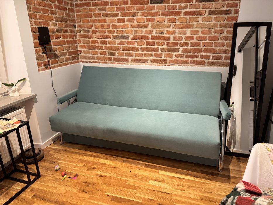 Sofa rozkladana turkusowa 140x200cm