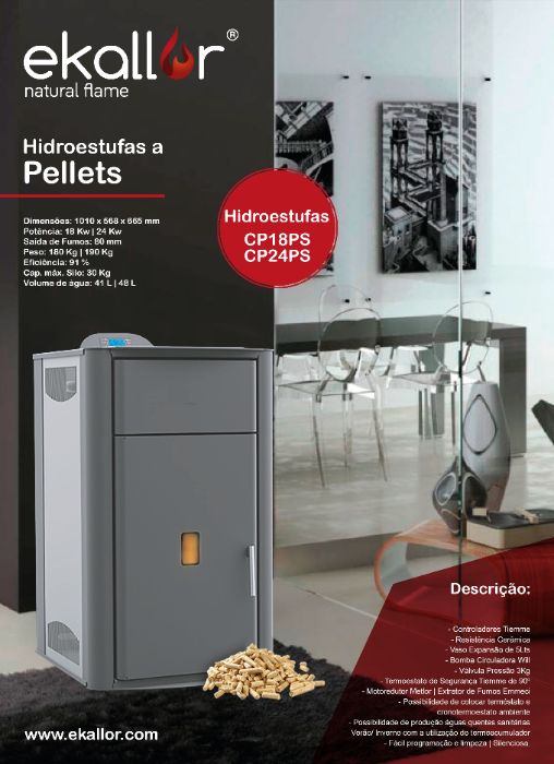 Caldeira Nova Pellets 18Kw Compact Aquecimento Central
