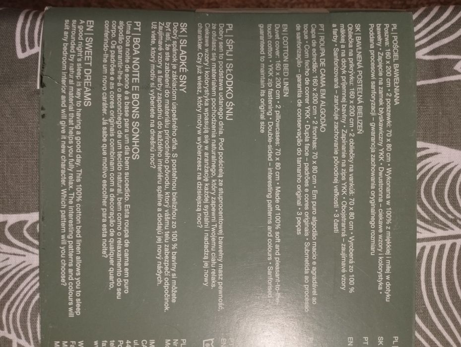 Komplet pościeli bawełnianej 160/200 dwustronna zapinana na zamek