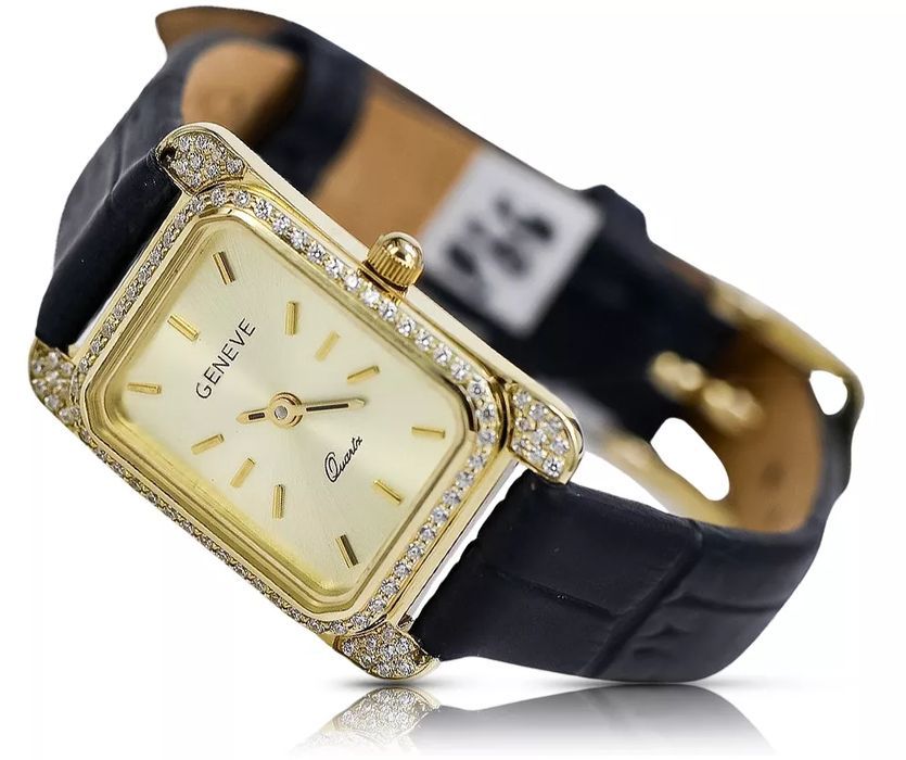 Prześliczny 14K 585 złoty damski zegarek Geneve lw054y Katowice biżute