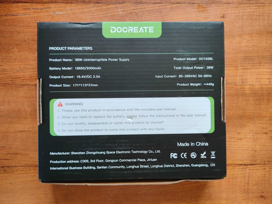 ДЖБ для роутера UPS 36W Docreate DC1036L