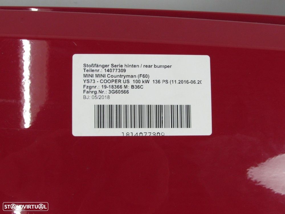Parachoques Trás Seminovo/ Original MINI MINI COUNTRYMAN (F60) 51127391197.... - 6