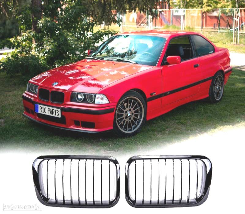 GRELHAS FRONTAIS BMW E36 91-96 COR PRETO BRILHANTE - 1