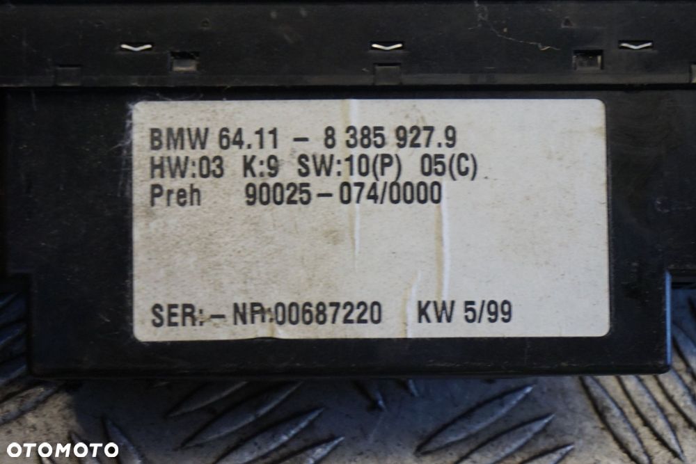 PANEL KLIMATYZACJI NAWIEWU 5 E39 8385927 BMW 1995-2000 - 3