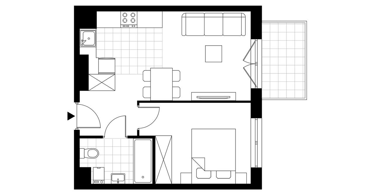2-pokojowe mieszkanie 36m2 + balkon - Pełny obrazek: 3/12