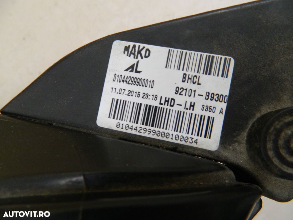 Far stanga Hyundai I10 Halogen, 2015, 2016, 2017, 2018, 2019, cod origine 92101-B9300. - 5