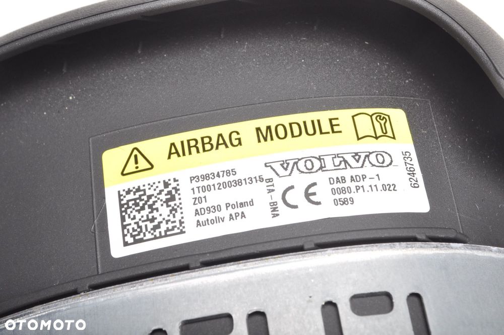 VOLVO S60 V60 XC60 II PODUSZKA POWIETRZNA KIEROWCY AIRBAG 39834785 - 6