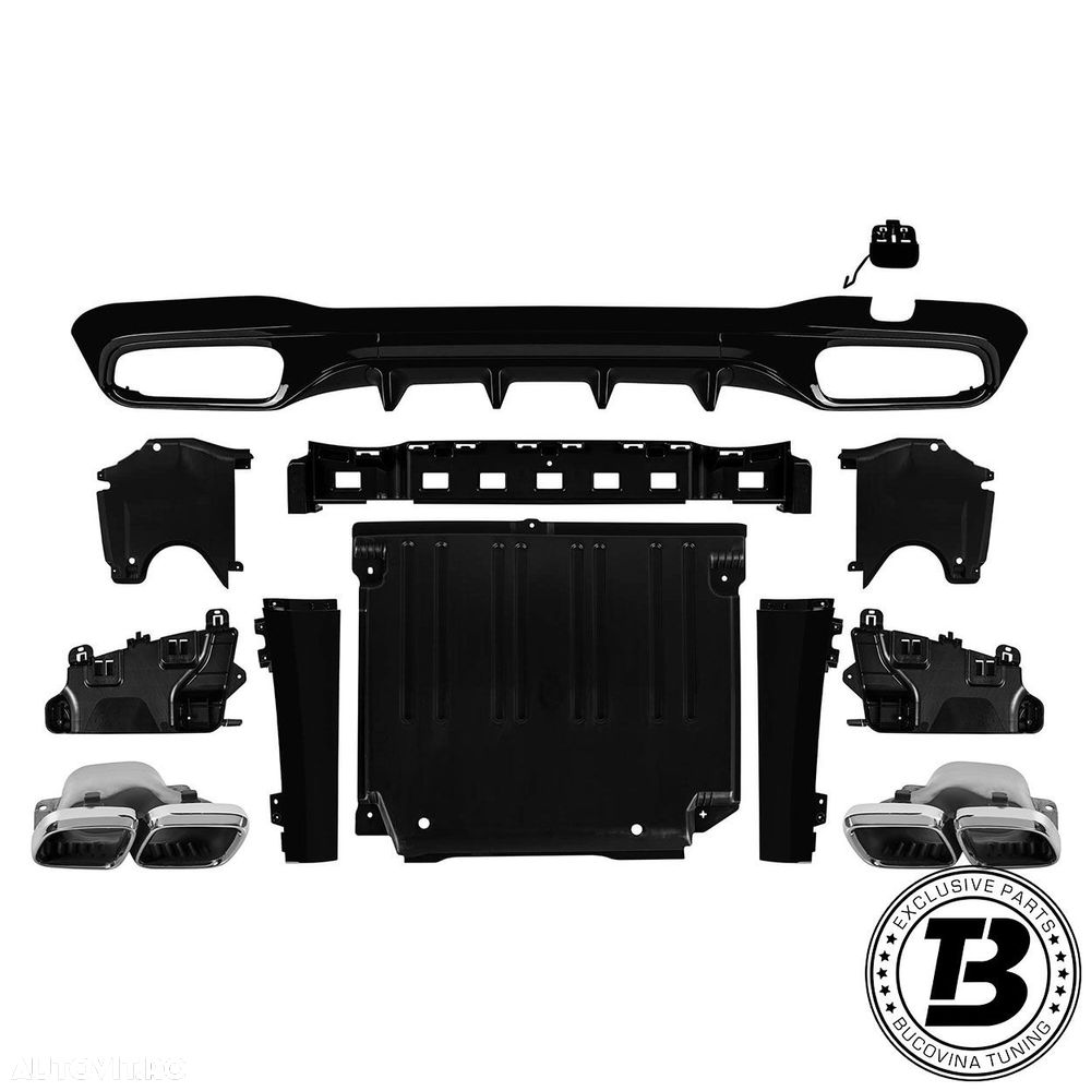 Difuzor Bara Spate cu Ornamente compatibil cu Mercedes C Class W206 C63 Design - 1