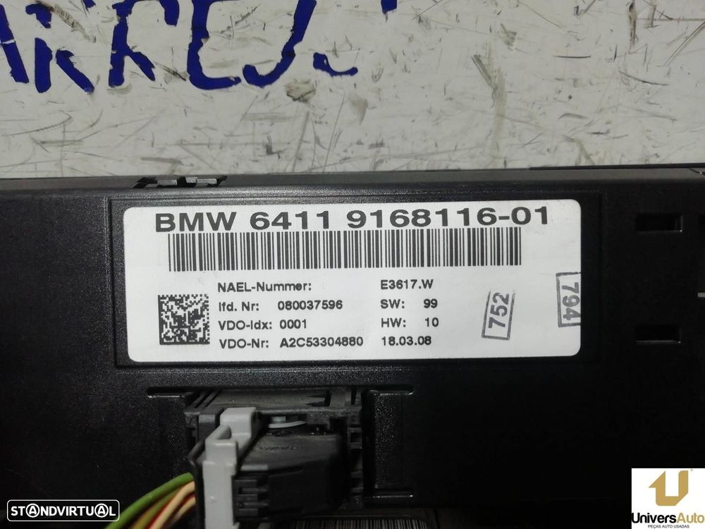 COMANDO SOFAGEM / AR CONDICIONADO BMW 1 2008 -6411916811601 - 3