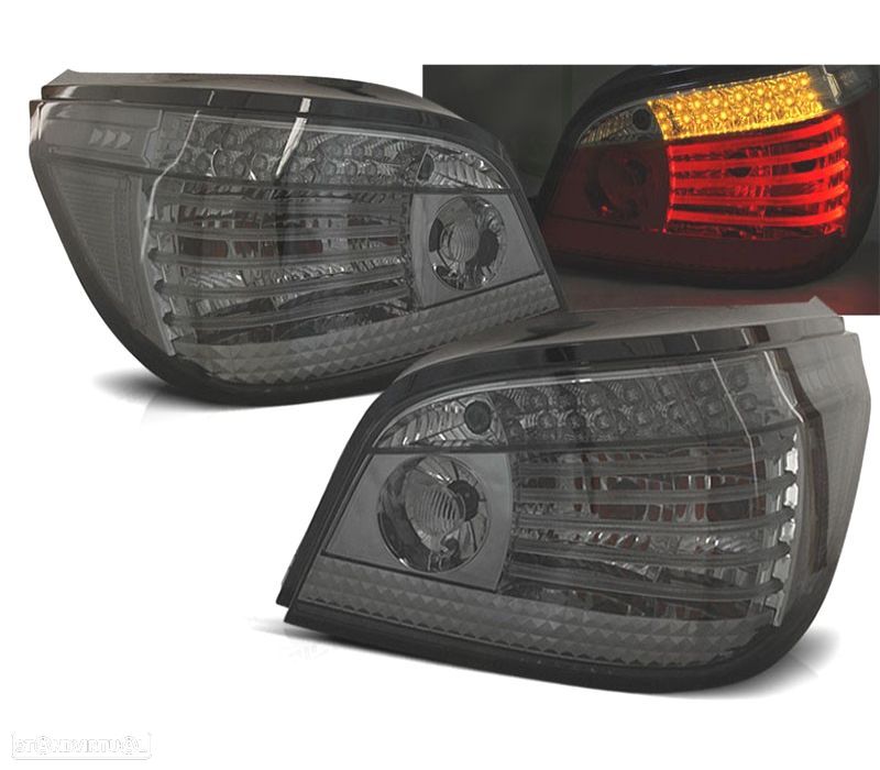 FAROLINS TRASEIROS LED CELIS BMW E60 03-07 CROMADO ESCURECIDOS DINÂMICOS - 1