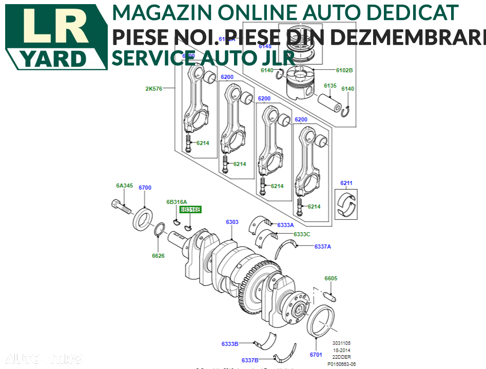 Pana arbore LR000651 FREELANDER 2 2006 - 2014/ EVOQUE 2012 - 2018/ DISCOVERY SPORT 2015 2.2 diesel TD4 - 2