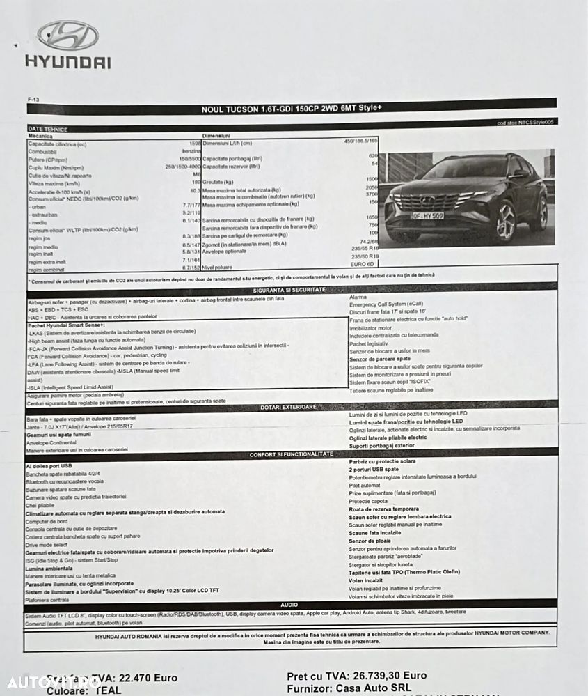 Hyundai Tucson 1.6 l 150 CP 2WD 6MT Style+ - 7