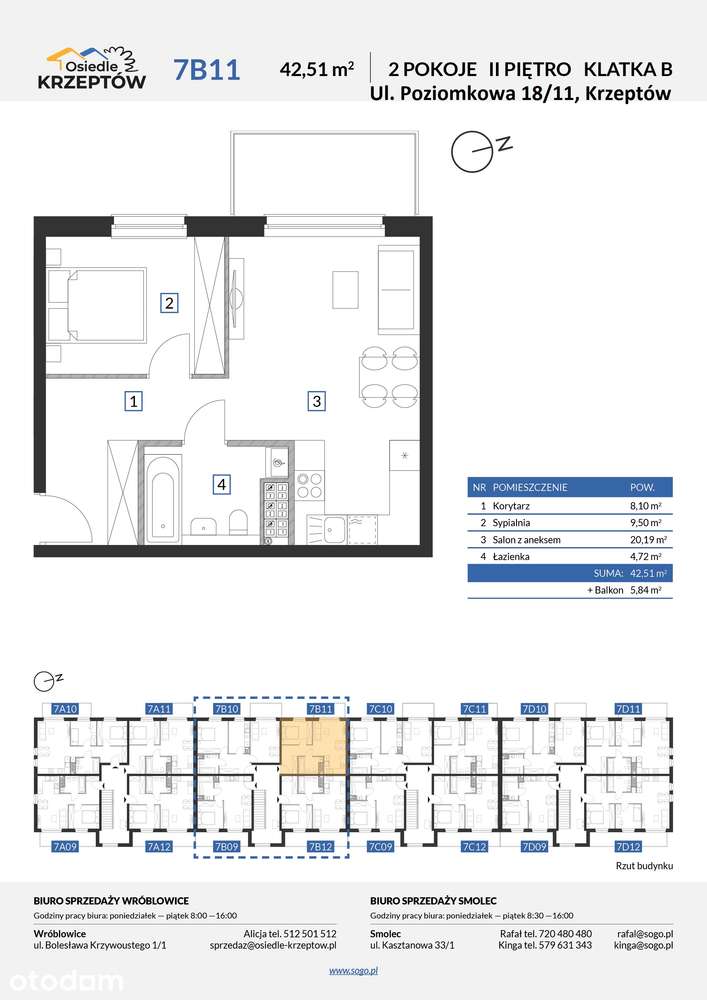 42,51m² +STRYCH 26m² +BALKON 5,84m² +M.PARKING.-pod Wrocławiem+las