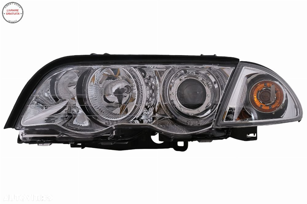 Faruri Angel Eyes BMW Seria 3 E46 Sedan Touring (05.1998-08.2001) Crom- livrare gratuita - 3