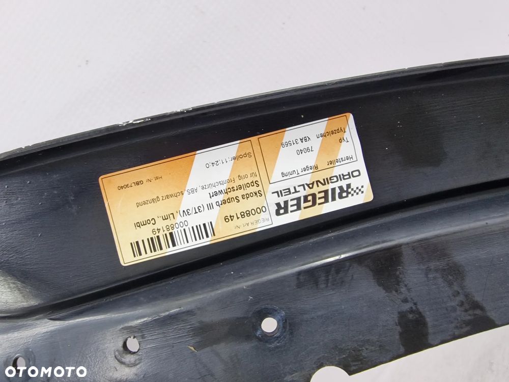 SKODA SUPERB 3 III 3V0 TUNING 15- DOKŁADKA / SPOJLER POD ZDERZAK PRZEDNI PRZÓD FIRMY RIEGER , NR KBA31569 / 00088149 , NR AUKCJI DT55 - 26