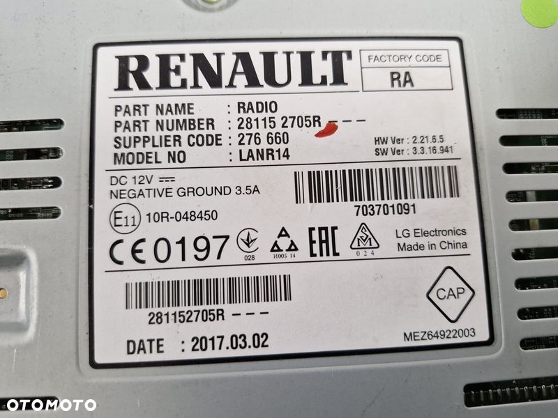 RENAULT KADJAR TUNER MODUŁ RADIA RADIO NAWIGACJA 281152705R - 9