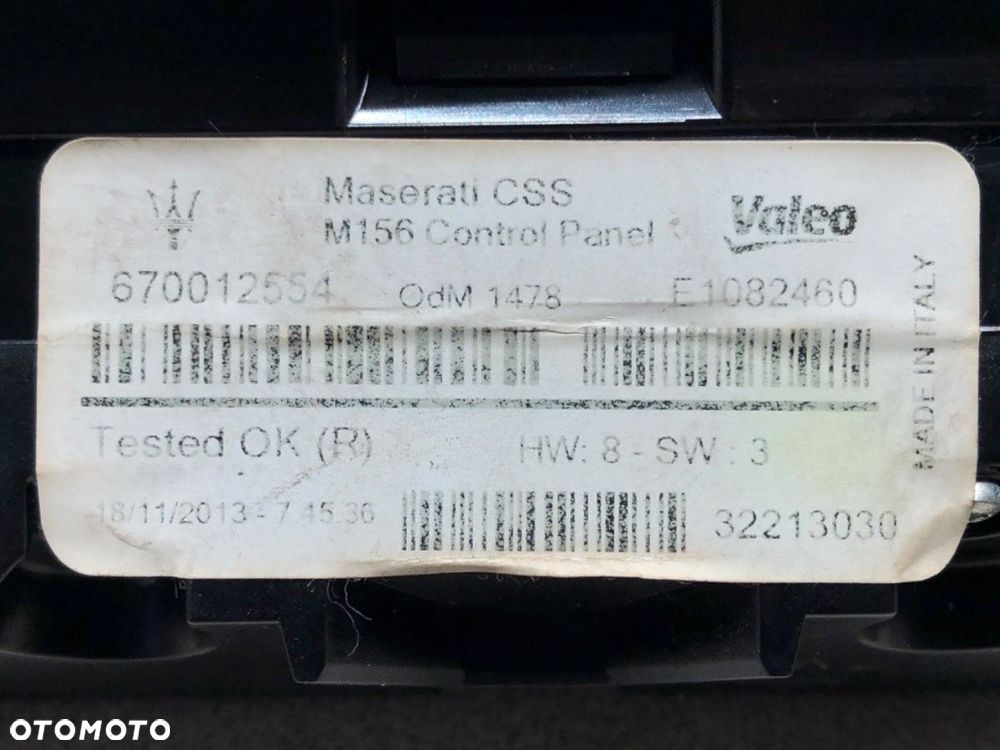 PANEL KLIMATYZACJI  MASERATI QUATTROPORTE VI 2012 - 2022 3.0 S Q4 302 kW [411 KM] benzyna 2013 - - 7