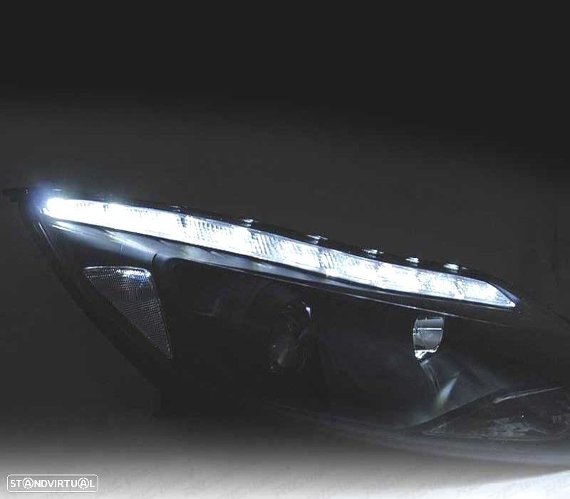 FARÓIS OPTICAS PARA FORD FOCUS MK3 11-14 LUZ DIURNA LED PRETO - 2