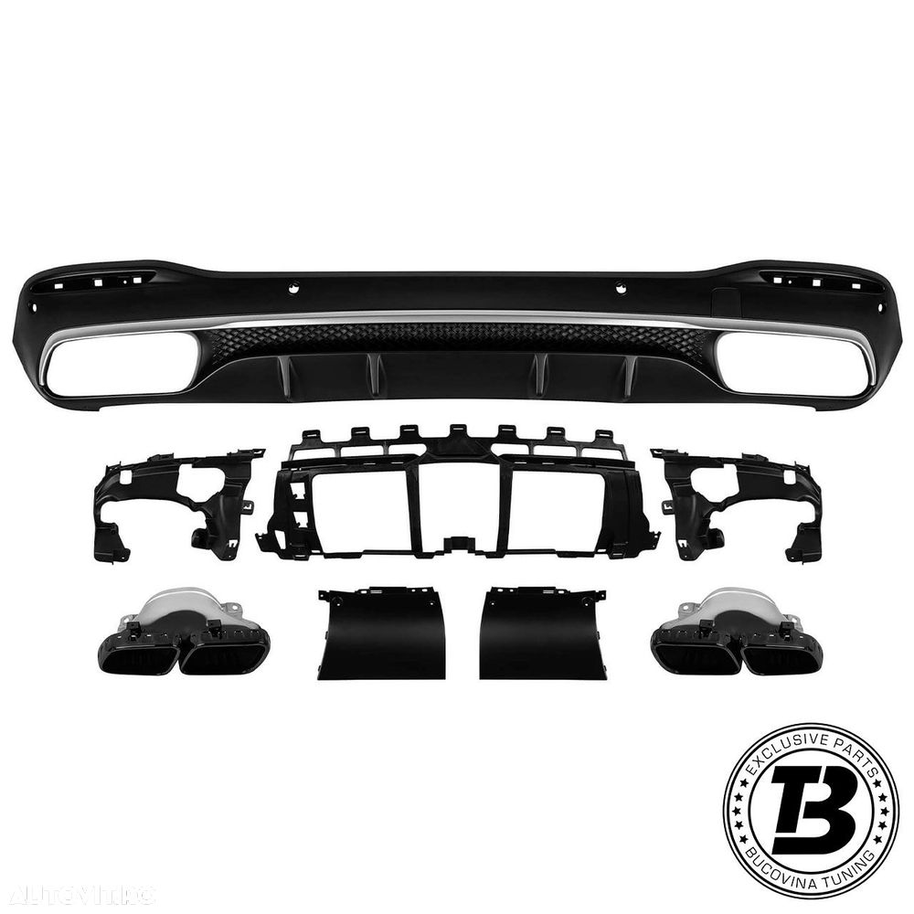 Difuzor Bara Spate cu Ornamente compatibil cu Mercedes GLS X167 GLS 63 Design - 1