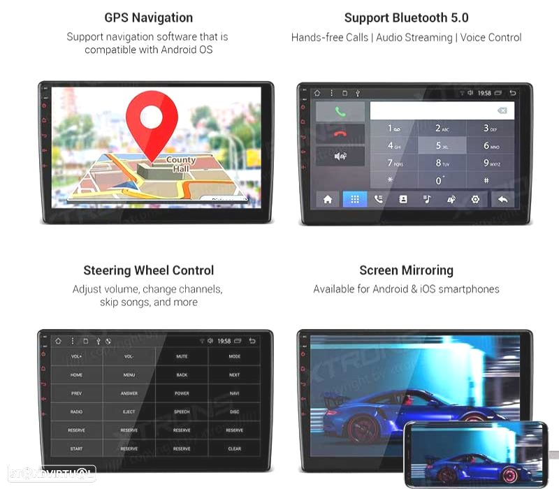 AUTO RADIO GPS 2DIN ANDROID 9.0 LCD TÁCTIL 10" CARPLAY USB DUAL ZONE - 3