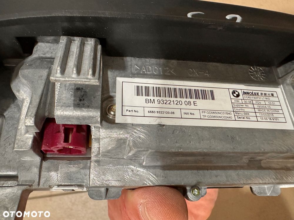 BMW WYŚWIETLACZ MONITOR MONTAŻ 9322120 F30 F31 - 2