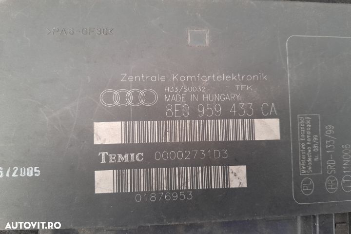 Modul confort 8E0959433CA 8E0959433CA Audi A4 B7 [2004 - 2008] Avant - 3