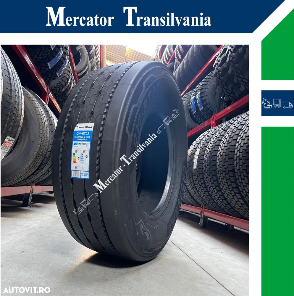 Anvelopa NOUA 385/65R22.5 Crosswind CW-RT03, M+S*, Regional, Remorca, 164 K (158 L) 24PR - C, B, A 68dB - 1