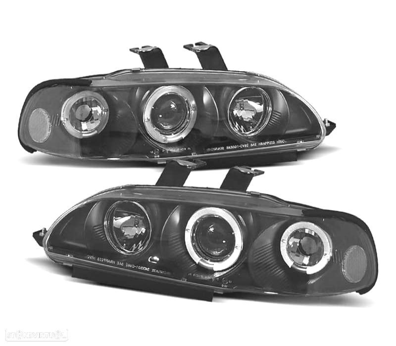 FARÓIS HONDA CIVIC 91-95 4D ANGEL EYES FUNDO PRETO - 1