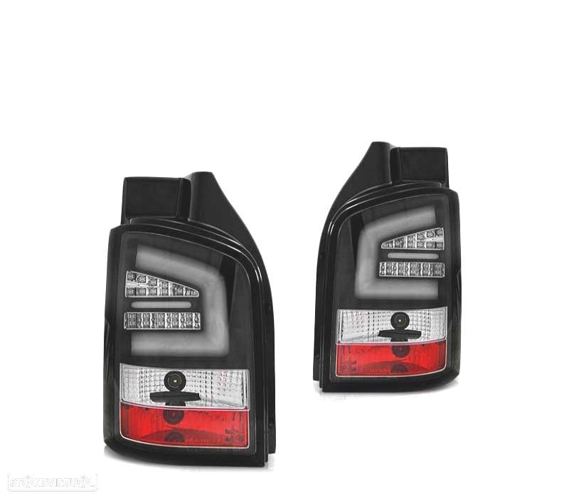 FAROLINS TRASEIROS LED PARA VOLKSWAGEN VW T5 10-15 1P BLACK PRETO - 1