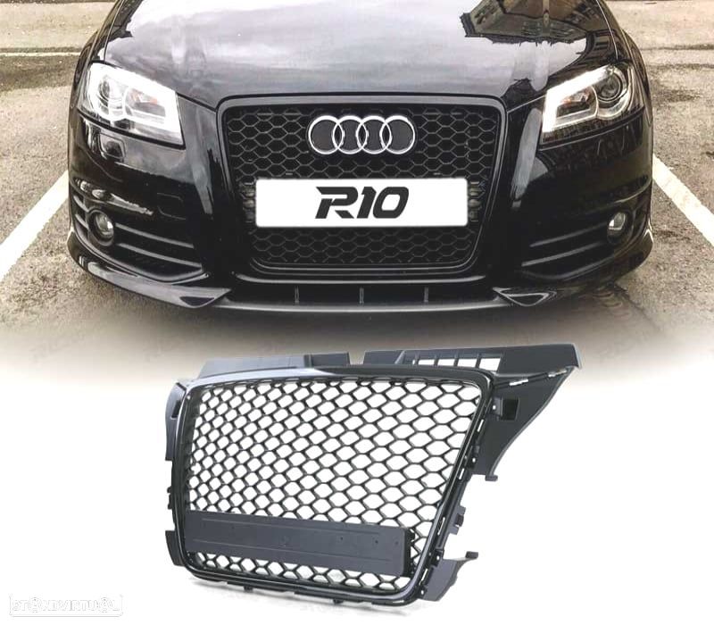GRELHA FRONTAL AUDI A3 8P 08-12 PRETO BRILHANTE LOOK RS3 - 1