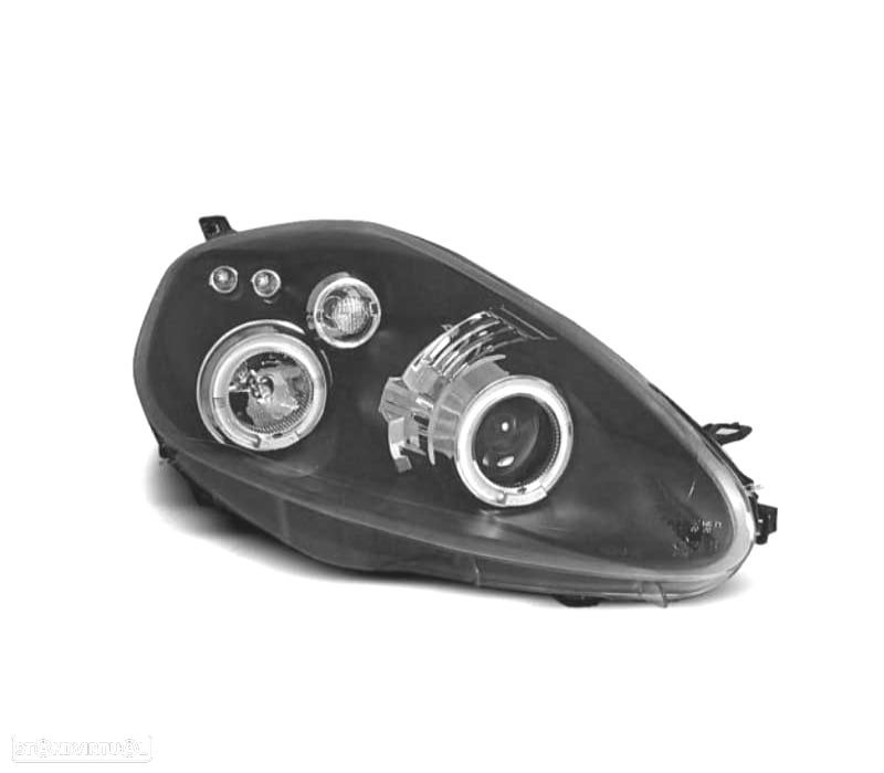 FARÓIS ANGEL EYES FIAT PUNTO 05-08 FUNDO PRETO - 2