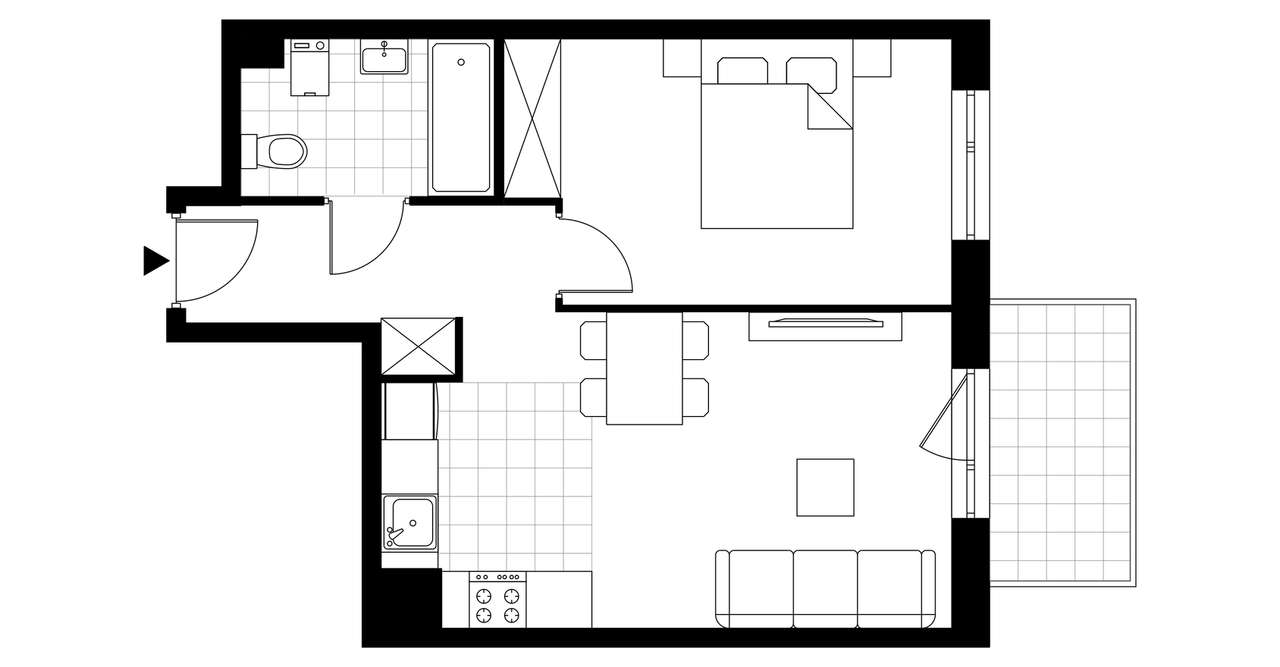 2-pokojowe mieszkanie 41m2 + balkon Bezpośrednio - Pełny obrazek: 2/13