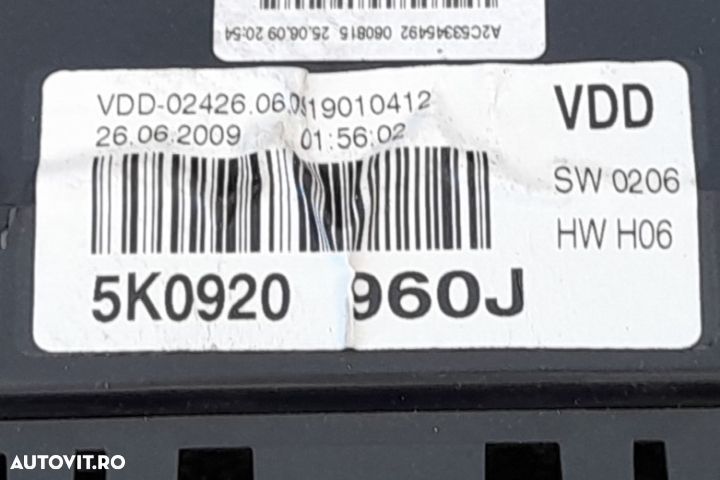 Ceasuri bord 5K0920960J Volkswagen VW Golf 6 [2008 - 2015] Hatchback - 5
