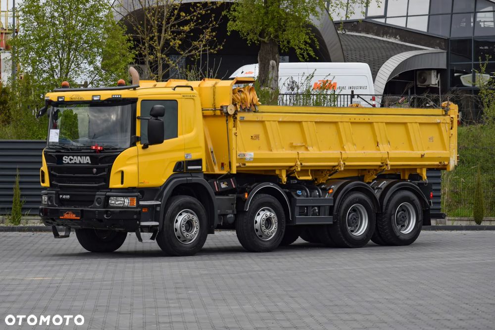Scania P410 / 8x4 / EURO 6 / WYWROTKA / HYDROBURTA / AUTOMAT / KAMERA COFANIA / NAWIGACJA / HAK / NISKI PRZEBIEG / SERWISOWANY / SPROWADZONY
