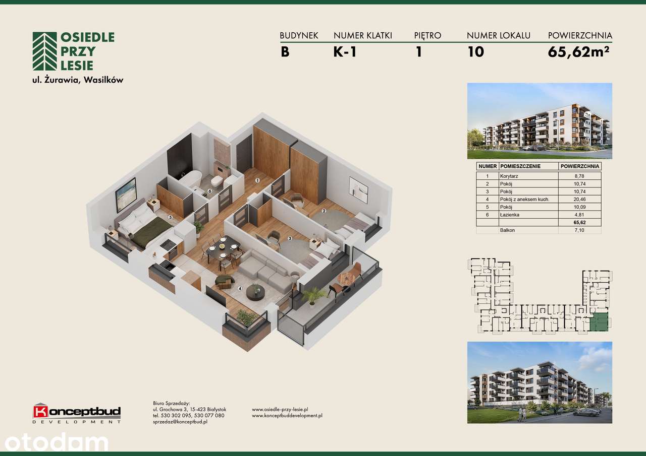 Mieszkanie na sprzedaż, 4 pokoje, 66 m², Wasilków